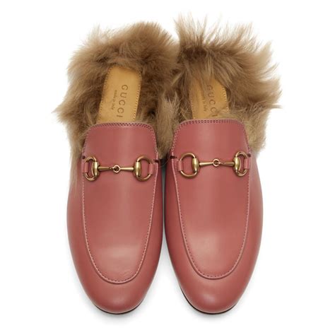 gucci pink fur slippers|gucci slippers for women.